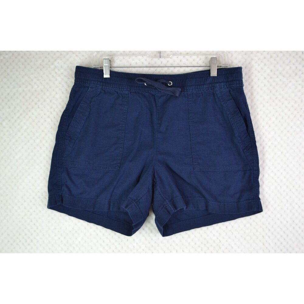 Nautica Women's Large Blue Linen Blend 4" Shorts